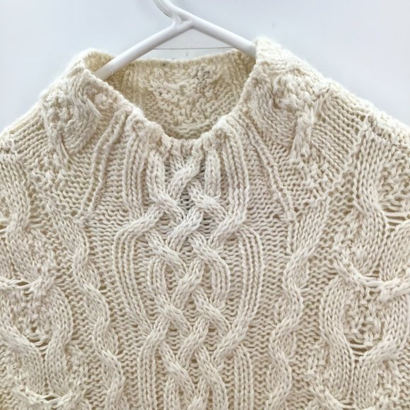 Womens L. Ralph Lauren Chunky Cable Knit Sweater M Ivory Alpaca Wool Preppy L/S - Picture 8 of 11